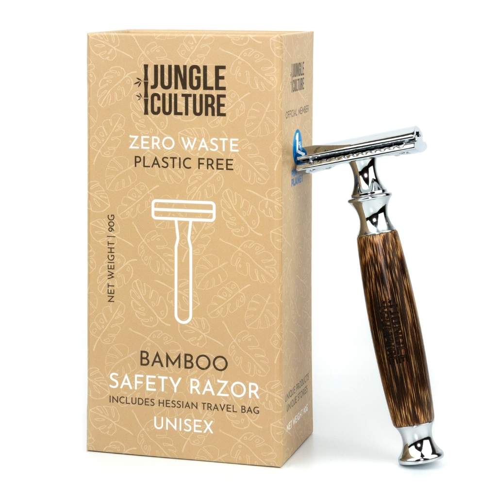 Bamboo Safety Razor | DE Unisex Reusable Razor w/ Jute Travel Bag