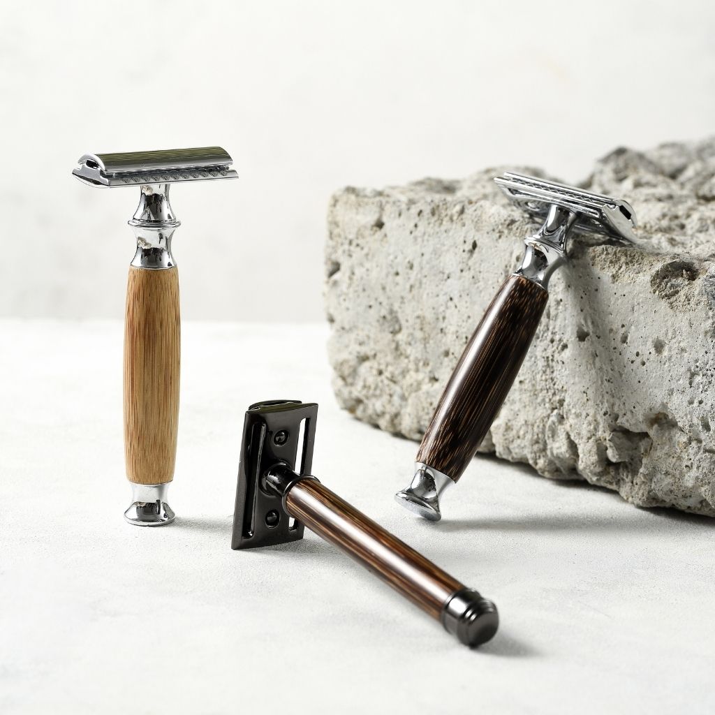 Bamboo Safety Razor | DE Unisex Reusable Razor w/ Jute Travel Bag