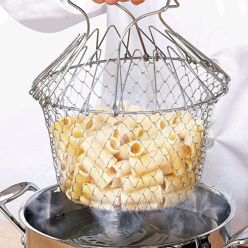 1Pcs Foldable Stainless steel frying basket