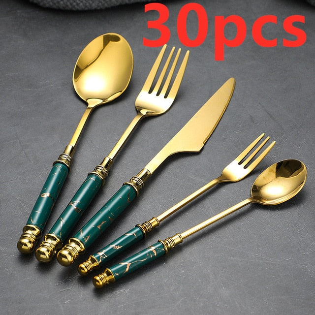 30pcs Ceramic Vintage Cutlery Set