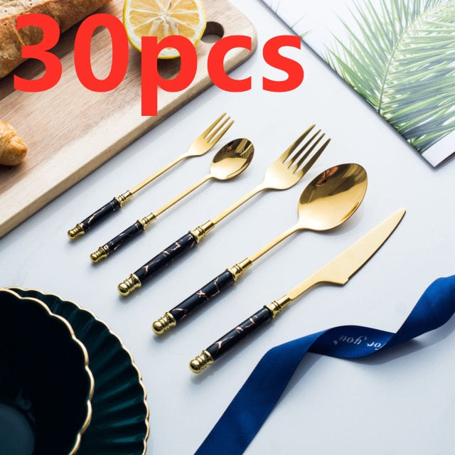 30pcs Ceramic Vintage Cutlery Set