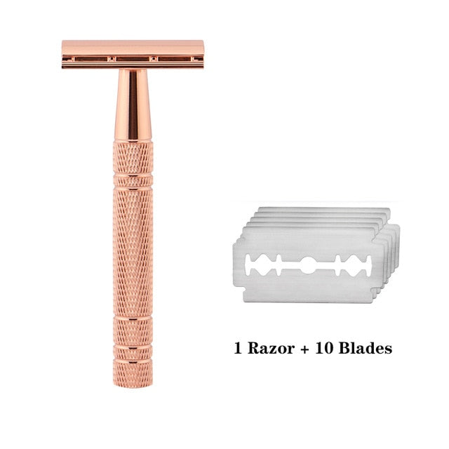 Double Edge Safety Razor With 10 Blades