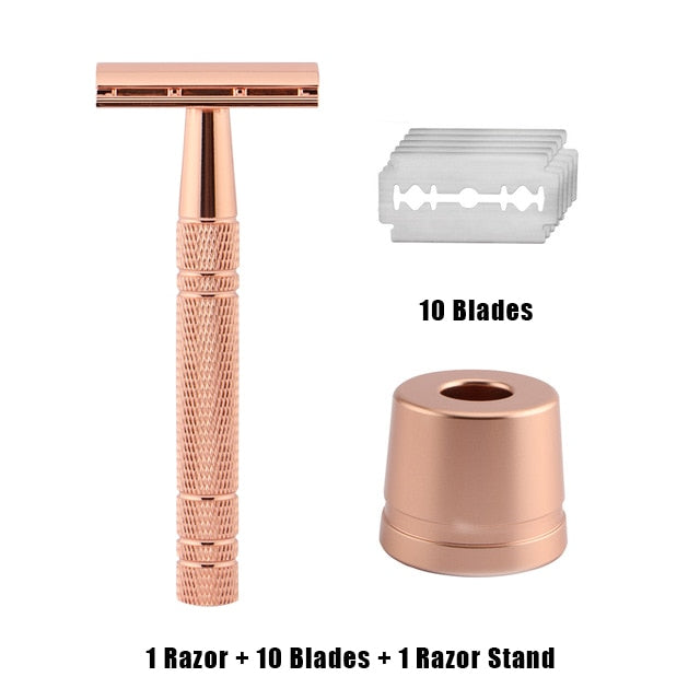 Double Edge Safety Razor With 10 Blades