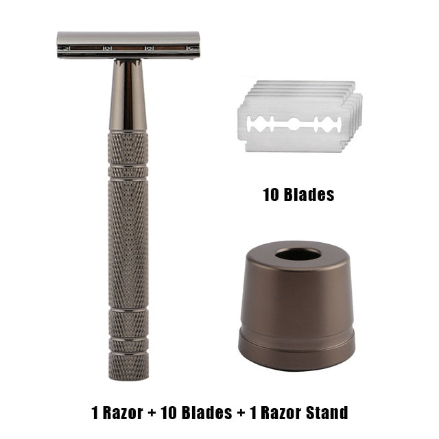 Double Edge Safety Razor With 10 Blades