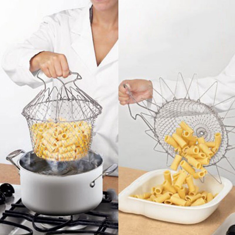 1Pcs Foldable Stainless steel frying basket