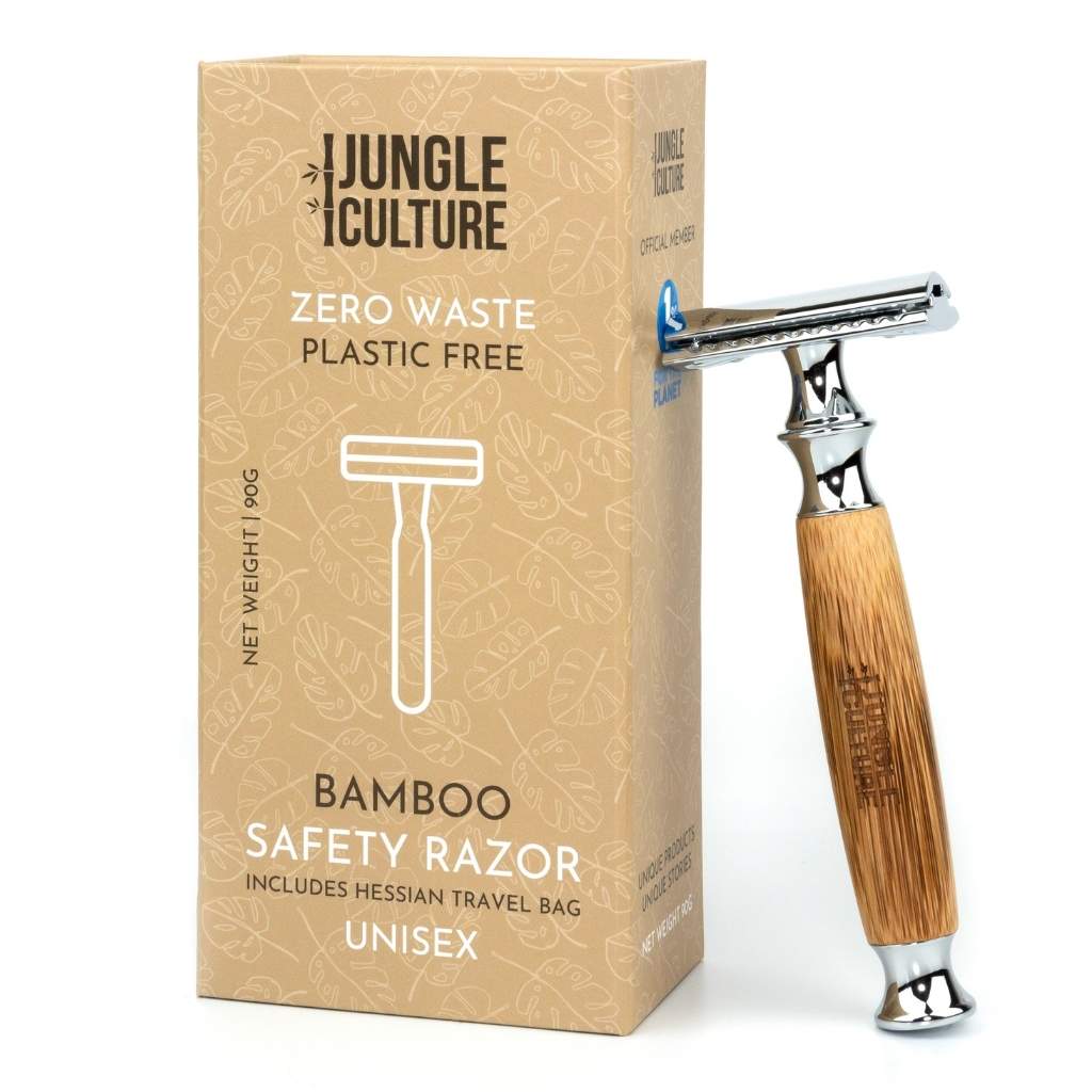 Bamboo Safety Razor | DE Unisex Reusable Razor w/ Jute Travel Bag