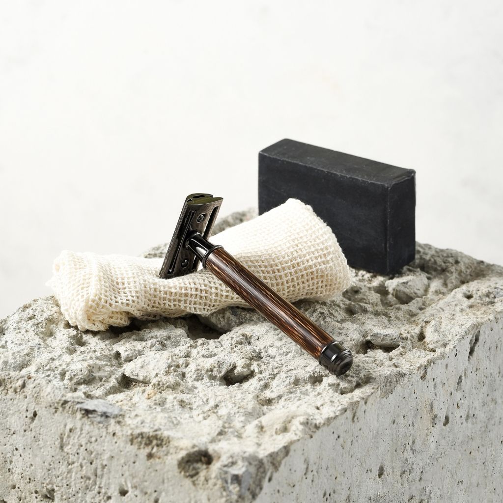 Bamboo Safety Razor | DE Unisex Reusable Razor w/ Jute Travel Bag